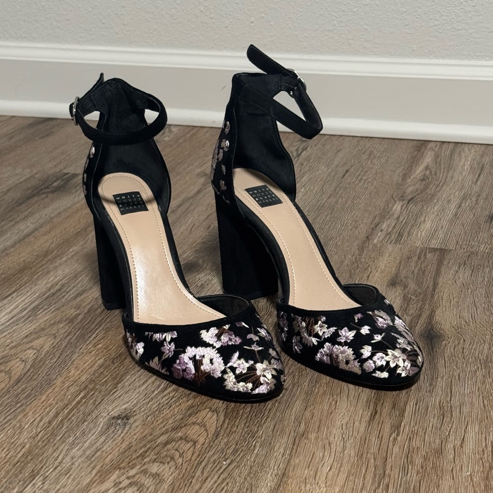 White House Black Market Embroidered Heels